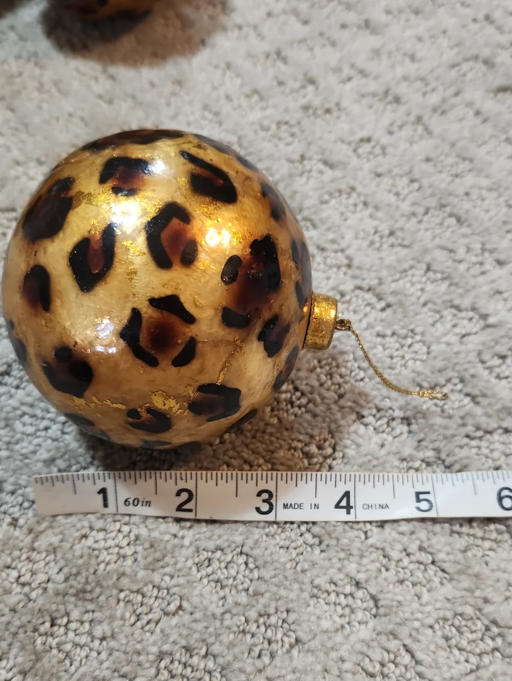 Pier 1 Gold Leopard Print Christmas Ornaments Decorative Hanging Holiday Tree